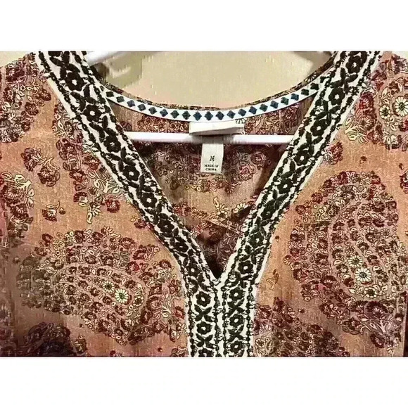 Knox Rose Floral Boho Pink Top Medium - Picture 5 of 10